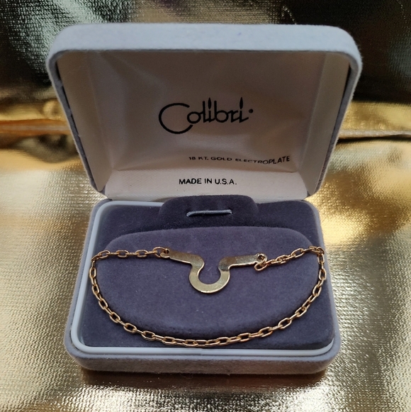 Vintage Colibri - Tie Bar/Chain - Button Style 18KT Gold Electroplate - Picture 6 of 9